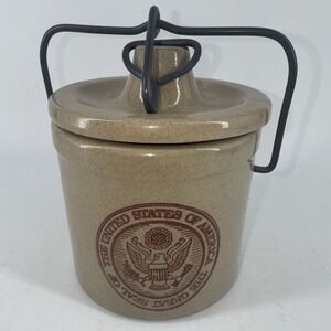 Stoneware Butter Jar Cheese Crock The Great Seal of The United States Of America